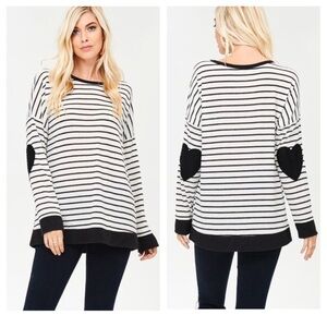 WITH LOVE heart patch knit sweater